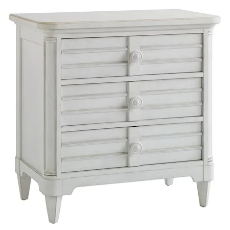 3-Drawer Cottage Style Nightstand with Louvered Drawer Fronts